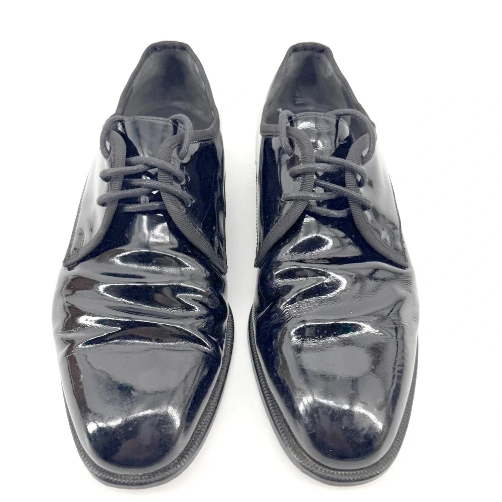 Vito Rufolo Dress Shoes Tuxedo Mens 9 Black Patent Leather Made in Italy Derby
